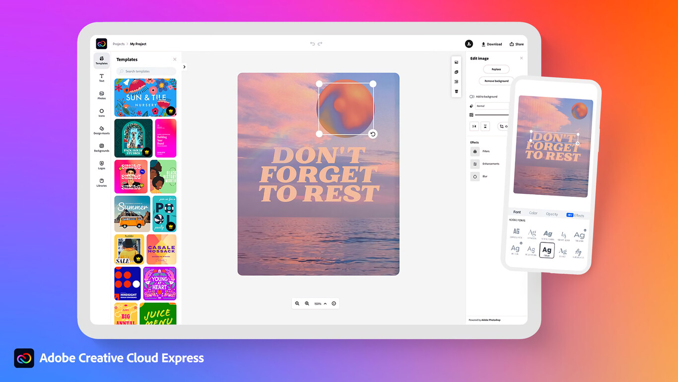 Adobe lanzó la app de Creative Cloud Express y tiene versión gratuita