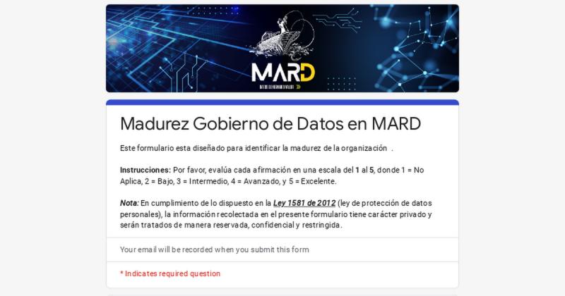 Formulario para realizar el AUTODIAGNÓSTICO DE GOBIERNO DE DATOS en la organización